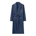 thumbnail image 4 of Men's Satin Robe Large Size Silk Kimono Classic Long Bathrobe Belt Pockets Lightweight Loungewear Sleepwear Pajamas Size L-4XL Dark Blue, 4 of 8