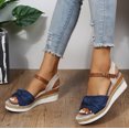 thumbnail image 4 of Women's Platform Wedge Sandals Summer Bow Open Toe Chunky Espadrilles Heeled Dressy Sandals for Women 2025, 4 of 6