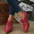 thumbnail image 2 of Vintage Embroidered Dress Boots for Women Ethnic Pointed Toe Stacked Chunky High Heel Fall Oxfords Combat Ankle Booties Red Size 9, 2 of 6