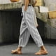 thumbnail image 1 of WILLBEST Pantalones Casuales para Mujer, Ligeros, de Verano, de Lino Estampado, con Cordón, Cintura Elástica, Pierna Recta y Bolsillos para Uso Diario. Chica, 1 of 4