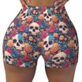 thumbnail image 2 of Rateoe colorful Skull rose Printed Power Workout Shorts for Women Tummy Control Squat Proof Ribbed Thick Seamless Scrunch Active Short-XX-Large, 2 of 8
