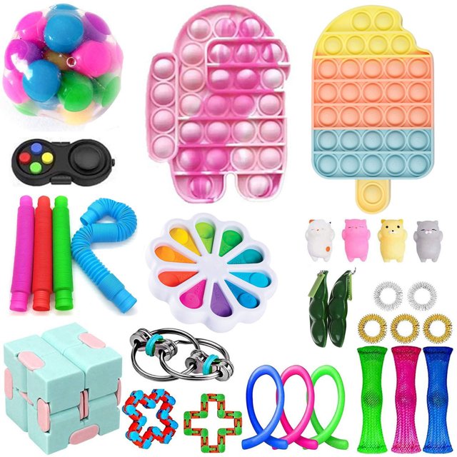 SUNSIOM Silicone Decompression Toy Kit, Press Type Stress Relief Toys Set