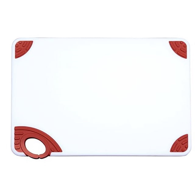 Winco CBN-1218GR, 12x18x1/2" Rectangular Cutting Board with Green Rubber Grip Hook, Plastic Chopping Board (Green)