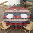 thumbnail image 3 of Red and Blue Christmas Knitted Pattern Round Tablecloth 60"x60",Wrinkle Wipeable Table Cloth for Kitchen Dining Room Picnic Patio Party, 3 of 6