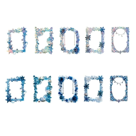 10 Sheets Scrapbook Sticker Aesthetic Sticker Border Sticker Crystal Museums Series Sticker Scrapbooking Supplies