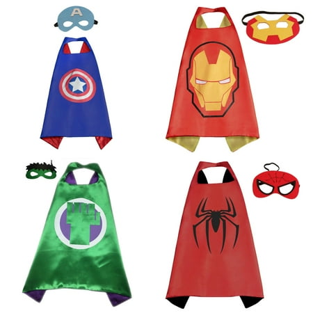 4 Set Superhero  Costumes - Capes and Masks with Gift Box by