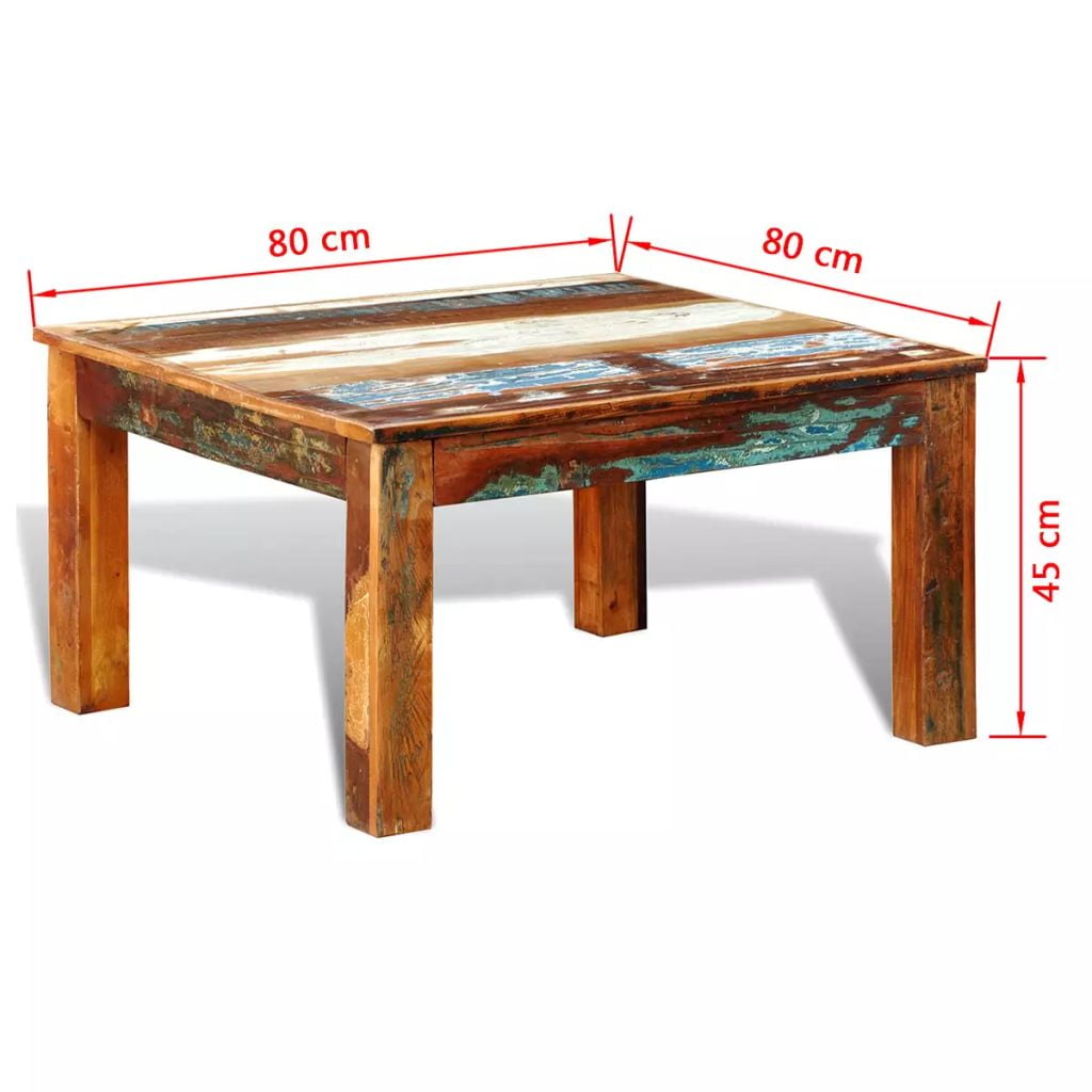 Coffee Table, Home Decor Side Table, Square Reclaimed Vintage Furniture for Living Room