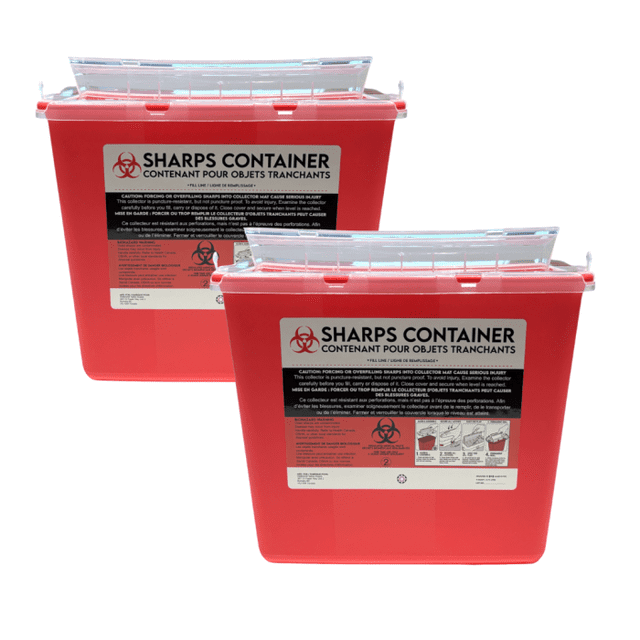 Sharps Container for Professional and Home Use - 5 Quart / 5 Liter Large Size Sharp Container Needle Disposal Containers for Needles Pack of 2