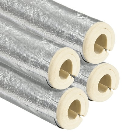 Pipe Insulation, 0.79" Thickness, Aluminum Foil with Adhesive Flap, for 1.06" Pipes, Polyethylene, 3.28Ft Length 4Pcs