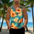 thumbnail image 2 of Taqqpue Men's Floral Tank Tops Crew Neck Sleeveless Tees Quick Dry All Over Print Casual Sport T-Shirts Hawaii Beach Vacation, 2 of 6