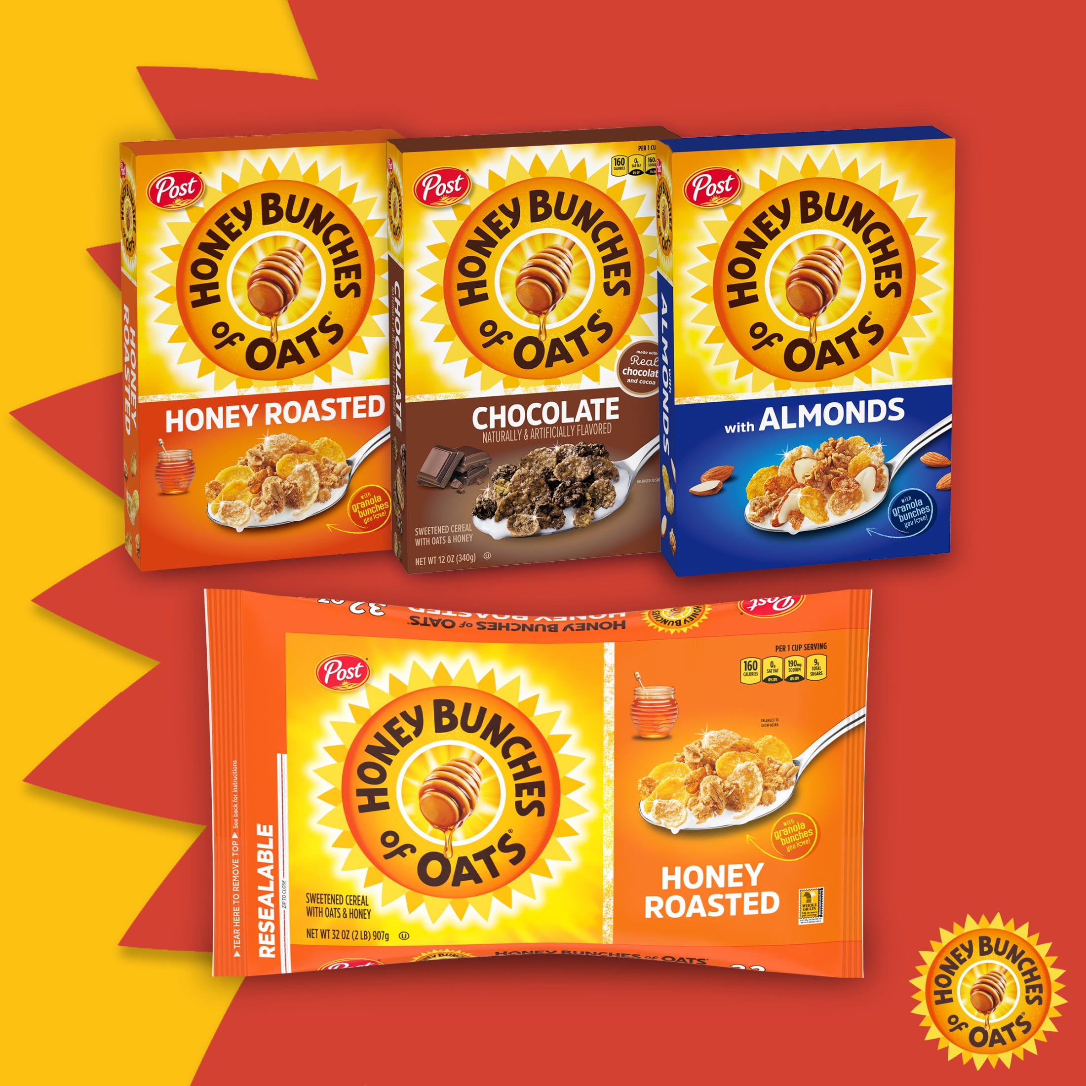Honey Bunches of Oats Chocolate Breakfast Cereal, Made with Whole Grain Cereal, 18oz Box