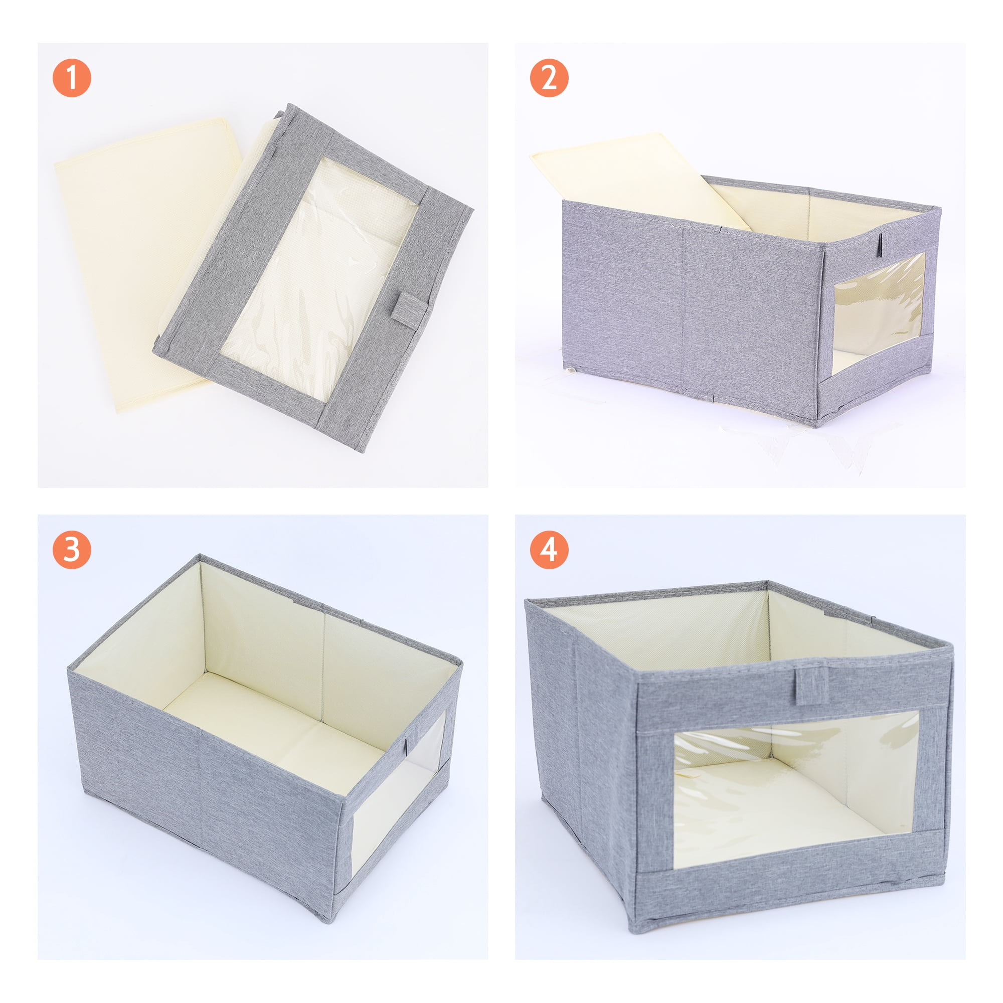 Unique Bargains Fabric Storage Bin 1 Pack Collapsible Storage Basket for Organizing Gray