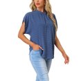 thumbnail image 4 of INSPIRE CHIC Women's Swiss Dots Pleated Crew Neck Short Sleeve Casual Summer Top, 4 of 5