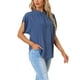 thumbnail image 4 of INSPIRAR CHIC Blusa Casual de Verano de Manga Corta con Cuello Redondo y Pliegues de Puntos Suizos para Mujeres Azul XS, 4 of 6