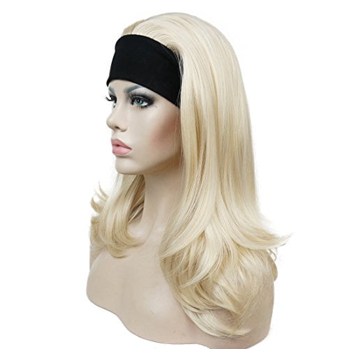 Lydell Long Straight Black Wigs Wave Headband Synthetic Wigs for White Women