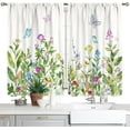 thumbnail image 1 of Floral Butterfly Kitchen Curtains Farmhouse Spring Colorful Flower Small Short Cafe Windows Curtains Watercolor Tier Curtains for Bathroom Window Living Room Rod Pocket Treatment Drapes (42x63 Inch), 1 of 5
