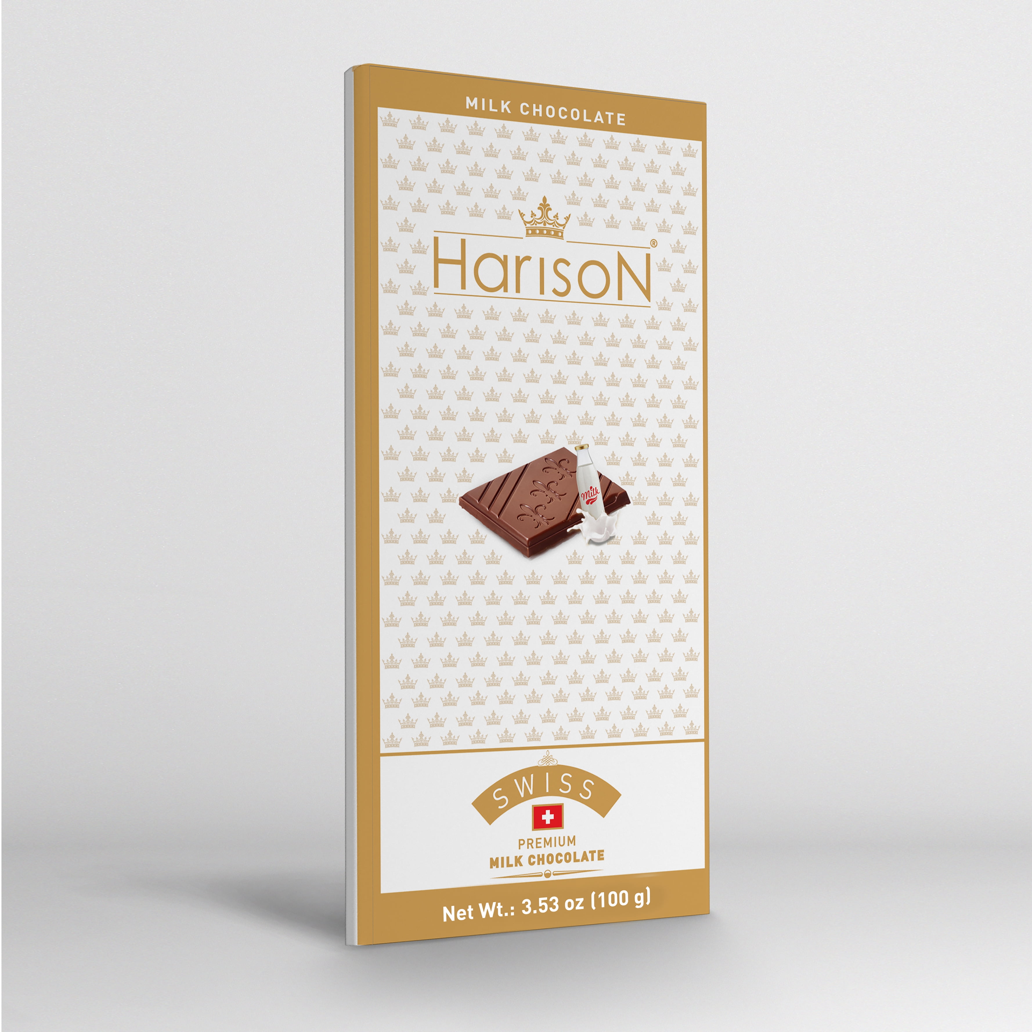 (4 pack) Harison Milk Chocolate Bar 3.5oz- Premium Swiss Chocolate