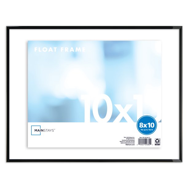 Mainstays 10" x 13" Flex Float Fomart Picture Frame, Black, Fits up to