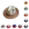 thumbnail image 2 of FUZHIQ Unisex Color Block Panama Straw Hat Wide Brim Foldable Sun Hat UPF 50+ UV Breathable Lightweight Summer Hat for Women Men Beach Outdoor Daily Wear,One Size, 2 of 3