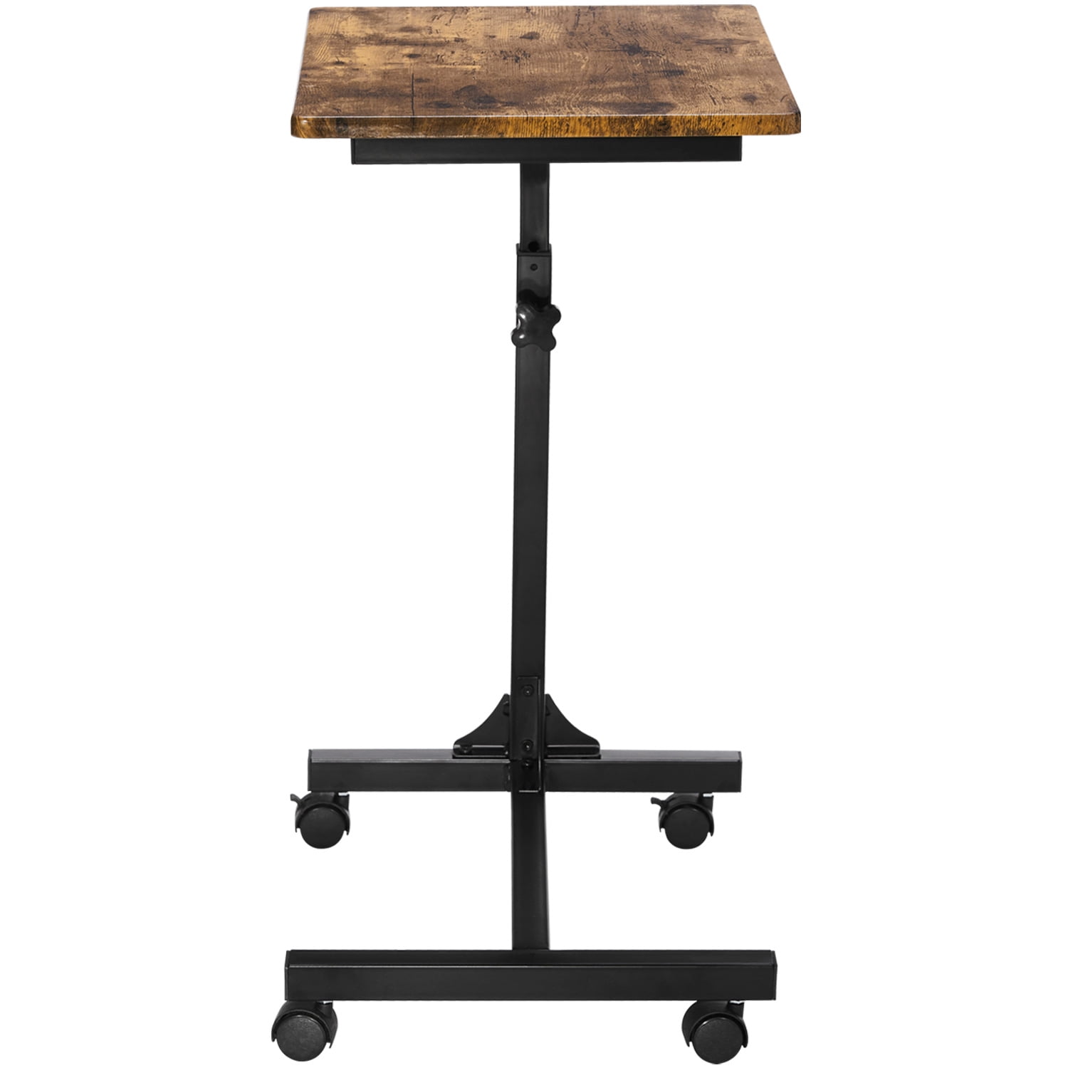 Kepooman Portable Laptop Desk with Casters, Rolling Computer Stand with Adjustable Height, Sturdy and Ergonomic, Brown & Black Kepooman Portable Laptop Desk with Casters, Rolling Computer Stand with Adjustable Height, Sturdy and Ergonomic, Brown & Black