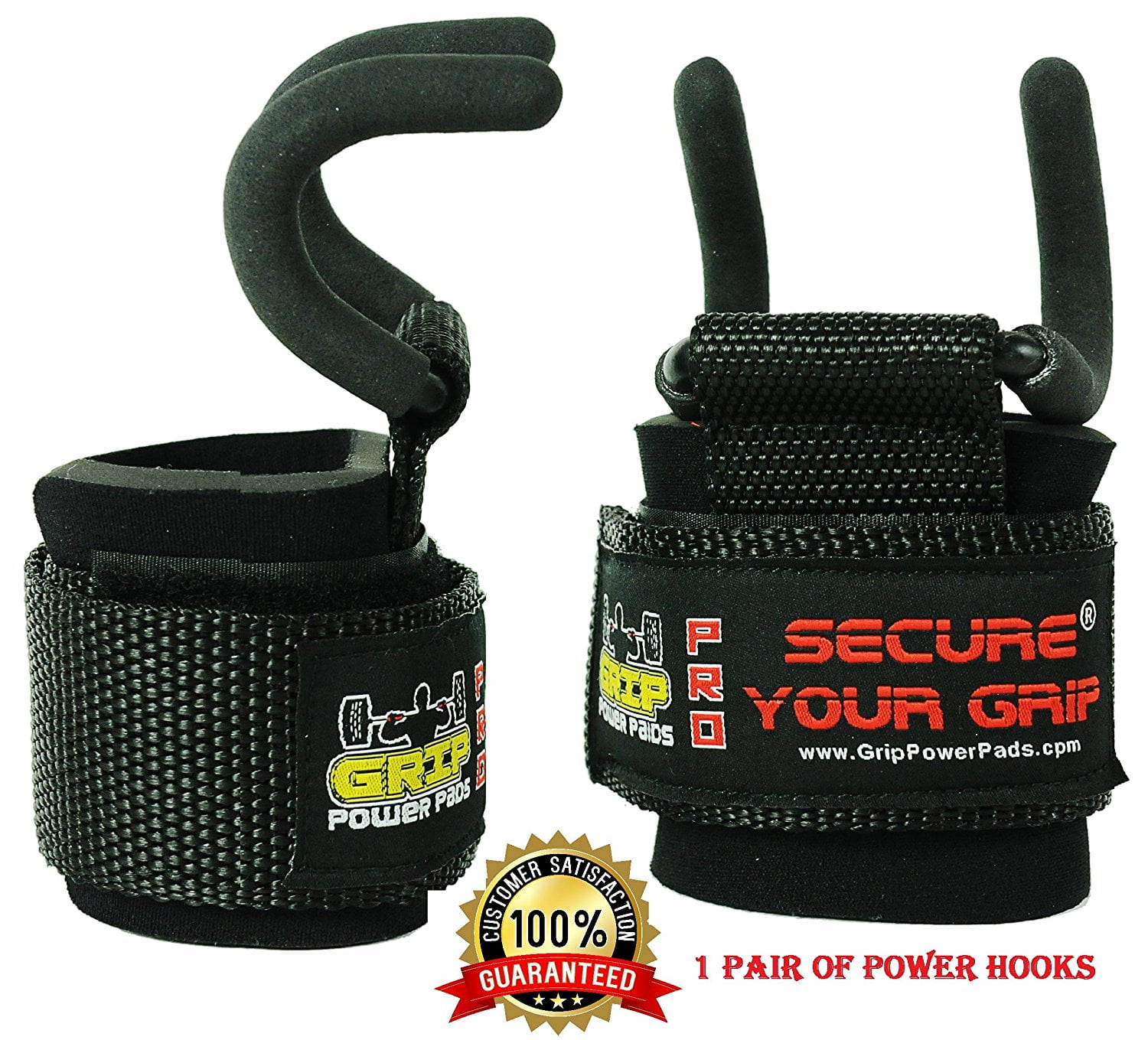 Heavy Duty Lifting Wrist Straps for Weight Lifting Hooks Grip Pair
