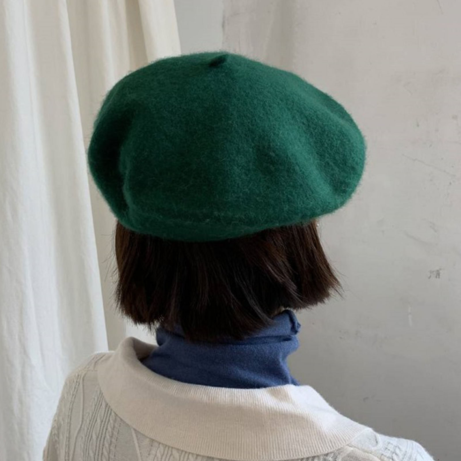 Women Men Wool French Beret Solid Color Warm Beanie Hat  display picture 1