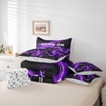 thumbnail image 6 of jejeloiu Teens Video Game 7-Piece Twin Bedding Sets,Boys Gamepad Console Bedding Comforter Set,Purple Black Sheet Sets For Kids,Microfiber Bedroom Decor Reversible, 6 of 8