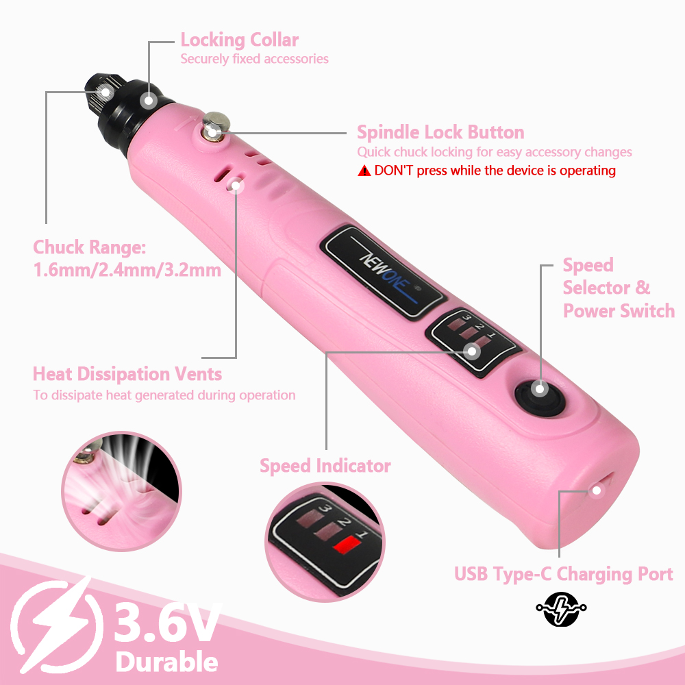NEWONE 3.6V Mini Cordless Rotary Tool, USB Rechargeable, 86 Accessories photo 5