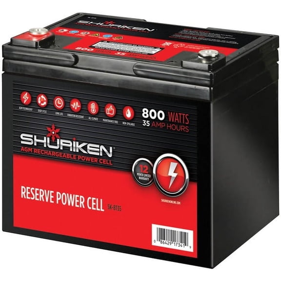 Shuriken AGM 12 Volt Vehicle Battery, Group Size 35, 850 CCA