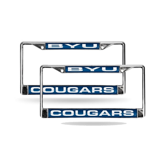 Brigham Young BYU Cougars Chrome Metal (Set of 2) Laser Cut License Plate Frames