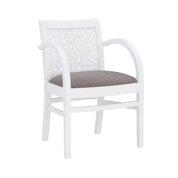 Linon Samantha Woven Arm Chair White