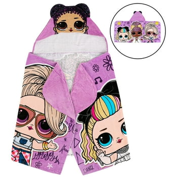L.O.L Surprise! LOL Surprise Kids Purple Queen Bath Hooded Towel, Cotton, Purple, MGA