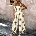 thumbnail image 2 of PBFRDSJ Boho Jumpsuit for Women Smocked Bodice Floral Cami Wide Leg Jumpsuit Summer Sleeveless Square Neck Loose Rompers with Pockets, 2 of 7
