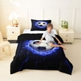 thumbnail image 4 of Erosebridal Soccer Ball Games Kids Twin Comforter Sets,Black Blue Bedding Set For Football Lovers,Reversible Black 2 Pieces, 4 of 7