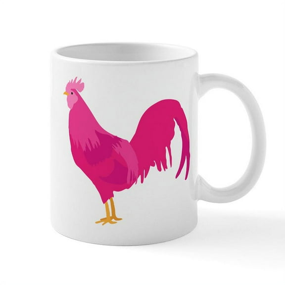CafePress - Pink Rooster - 11 oz Ceramic Mug - Novelty Coffee Tea Cup