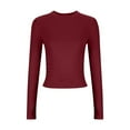thumbnail image 7 of ZyeKqe Womens Long Sleeve Shirts Crewneck Going out Tops Slim Fitted Undershirts Base Layer Stretchy Basic Tight Tees, 7 of 7