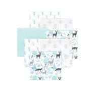 Little Treasure Hudson Baby Cotton Poly Flannel Receiving Blankets 7-Pack, Blue Woodland Neutral, 30x30 inches
