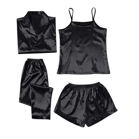 Womens PJ Pajama Sets PJ’s Pajamas Pajama Sets Soft Sleepwear Home Outfit Nightwear for Cozy Two Piece Set Pajamas Pyjamas Pjs Black L