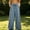 Blue plus size wide leg pants a1, variant on Women Plus Size Wide Leg Elastic Waist Trousers Floral Casual Boho Long Pants with Pockets Beach Lounge Party Palazzo Trousers Summer Clothes, Blue 2XL
