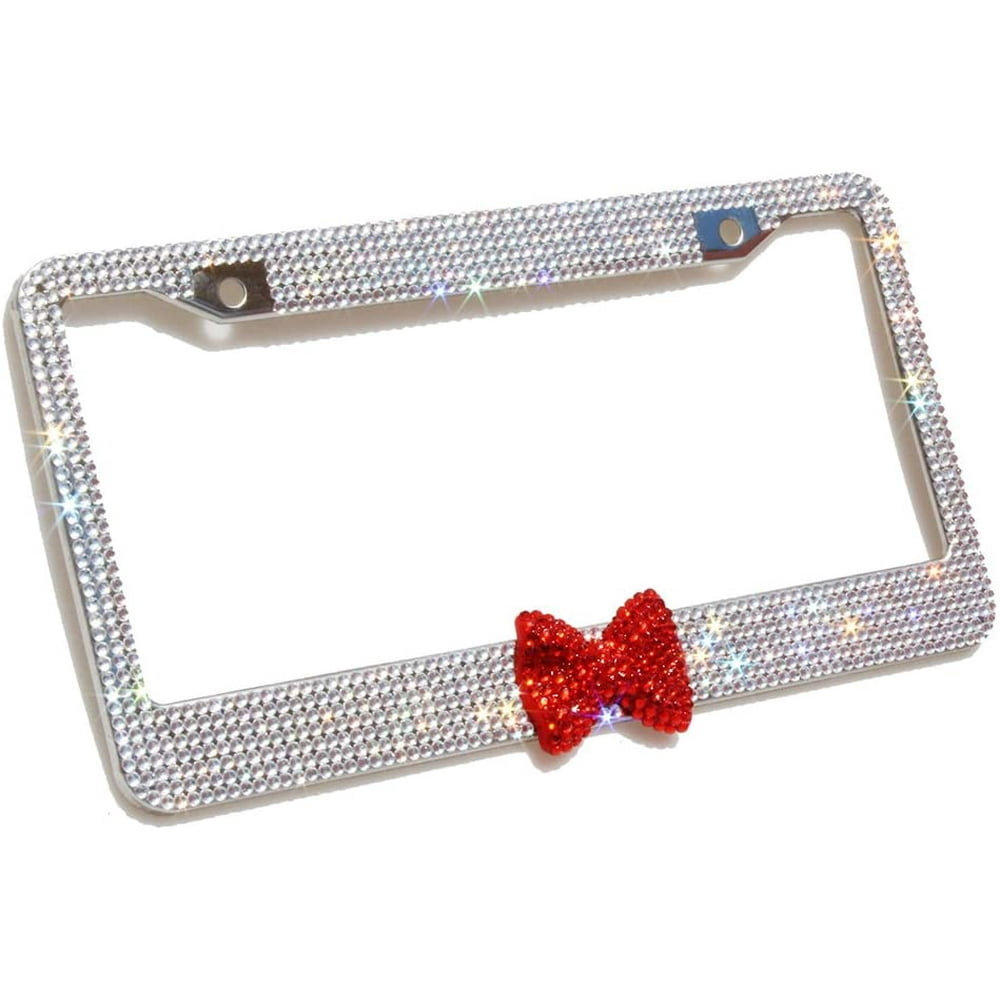 Handmade Waterproof Bling Bling Rhinestones Stainless Steel License