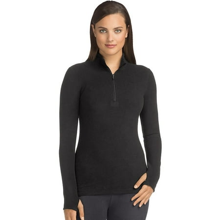 - Warm & Cuddly by Cuddl Duds Fleece Mock Zip - Black - Size - M
