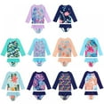 thumbnail image 4 of ESHOO Toddler Girls Rashguard Swimsuit Set, Little Girl Long Sleeve Floral Ruffled Bathing Suits Swimwear, 2 Pieces, 3-9T, 4 of 4