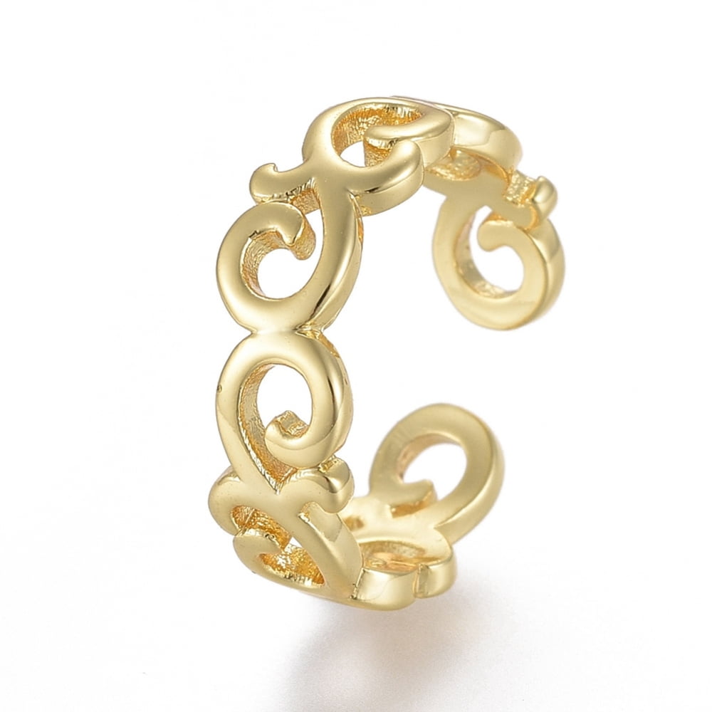5pcs Adjustable Brass Toe Rings Open Cuff Rings Open Rings Golden Size 4 Inner Diameter: 14.5mm