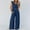 Dark Blue, variant on Womens Fashion Summer Solid Casual V Neck Sleeveless Belted High Waist Long Pants Rompers