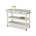 thumbnail image 3 of Bowery Hill Wood Kitchen Cart with Stainless Steel Top in Off White, 3 of 11