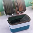 thumbnail image 2 of 2 Layer Lunch Box Microwavable Lunch Box Food Storage Box Bento Box for Students Kids Office Workers Green, 2 of 6