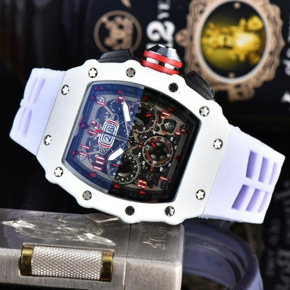 Men's Six-Hand Multi-Function Watch Fashion Hollow Ceramic Style Quartz Watch
