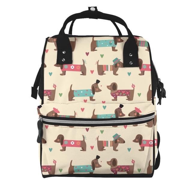 Disketp Dachshund Dog Puppy Mochila de Pañales de Gran Capacidad con Múltiples Bolsillos, Mochila de Viaje Multifuncional para Bebé, Unisex, Moderna y Resistente
