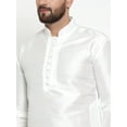 thumbnail image 2 of eloria Men's Traditional White Dupion Silk Kurta with Dhoti Pant Set, 2 of 7
