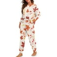 thumbnail image 2 of Yuyamidu Music Note Pajamas Set of 2 Thanksgiving Sleepwear Pjs Womens Long Sleeve Pj Tops Long Pants Maple Leaves Sleep Jogger Night Clothes Fall Loungewear Size M, 2 of 7